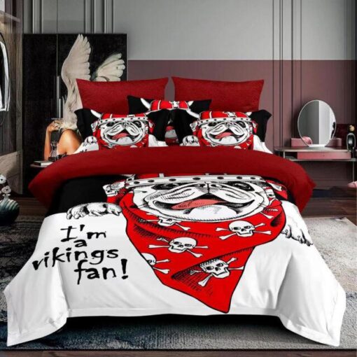 Ropa de cama blanca y rojo Vikings