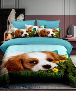 Ropa de cama azul con perrito