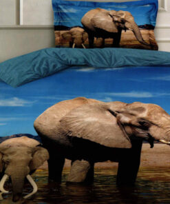 Ropa de cama azul con elefante