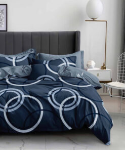 Ropa de cama azul oscuro con aros