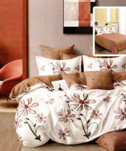 Ropa de cama marron y blanco