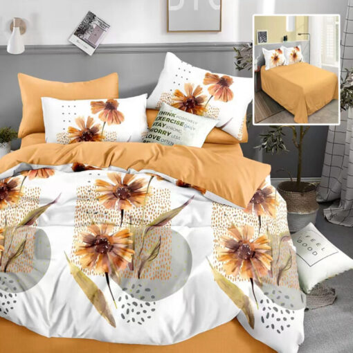 Ropa de cama con flores beige