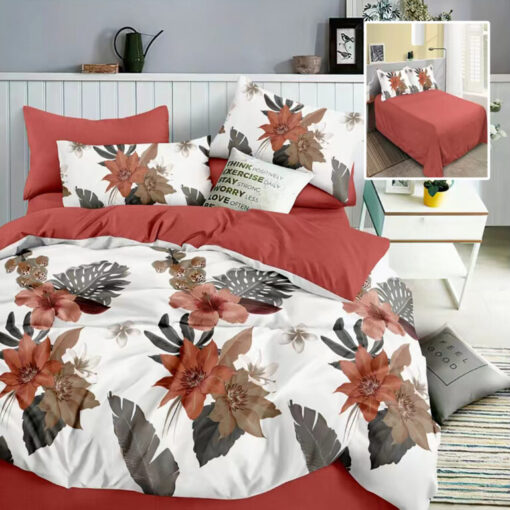 Ropa de cama con hojas