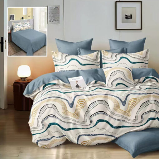 Ropa de cama azul y blanco