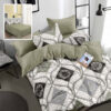 Ropa de cama con aros y cuadrados