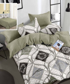 Ropa de cama con aros y cuadrados
