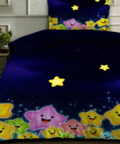 Ropa de cama azul oscuro con estrellas