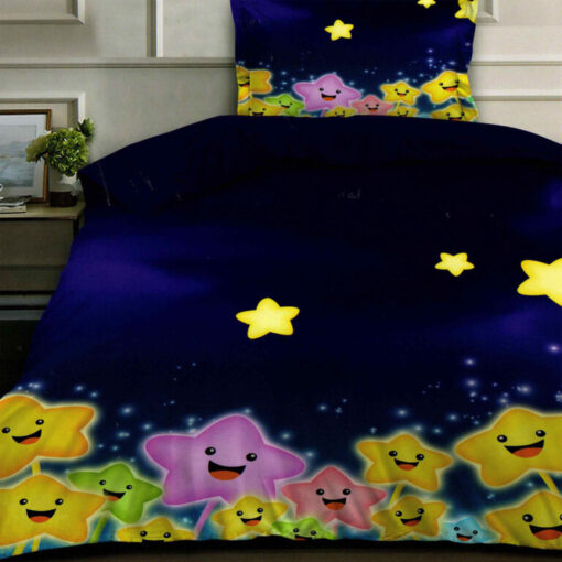 Ropa de cama azul oscuro con estrellas