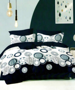 Ropa de cama blanco y negro con aros