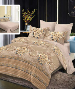 Ropa de cama con rosas beige