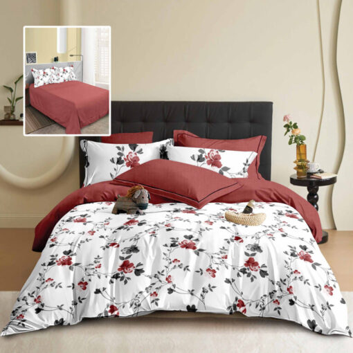 Ropa de cama multi flores rojas