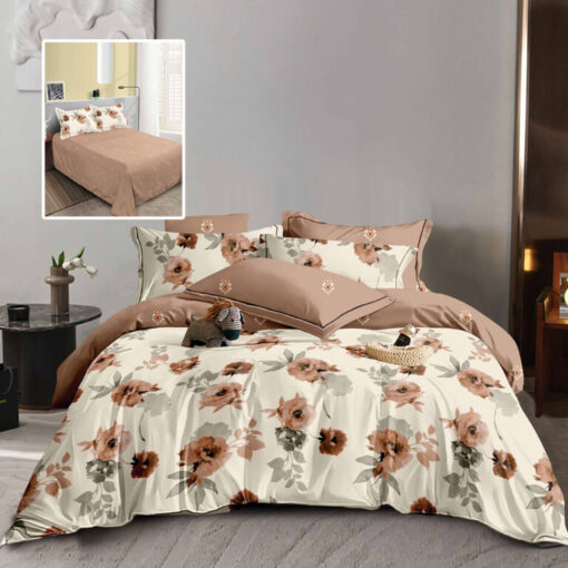 Ropa de cama flores beige oscuro