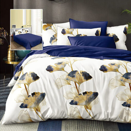 Ropa de cama azul y blanco