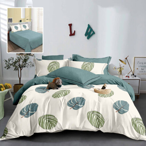 Ropa de cama blanco y turquesa