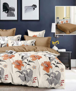 Ropa de cama flores gris