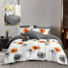 Ropa de cama flores naranja y gris