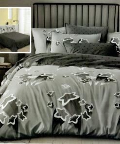 Ropa de cama gris oscuro y estrellas