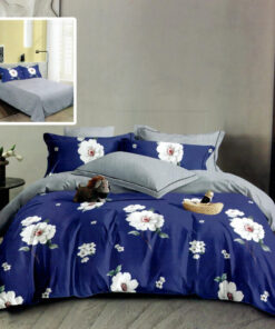 Ropa de cama azul y gris