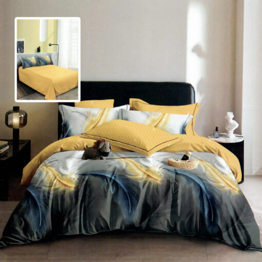 Ropa de cama plumas amarillas