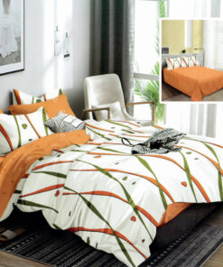 Ropa de cama rayas verde y naranja
