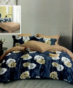 Ropa de cama azul y marron