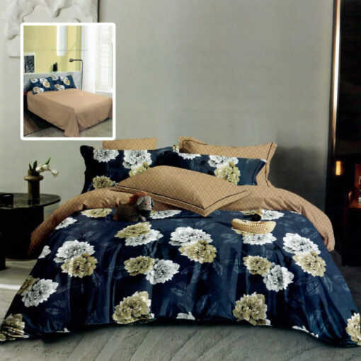 Ropa de cama azul y marron