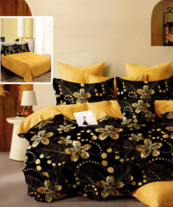 Ropa de cama negro y naranja