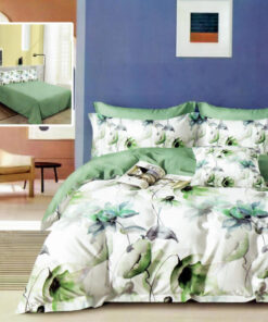 Ropa de cama flores verde y blanco