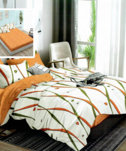 Ropa de cama blanca y naranja