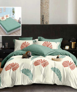 Ropa de cama blanca y verde