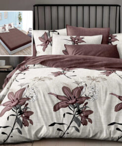 Ropa de cama con flores marron