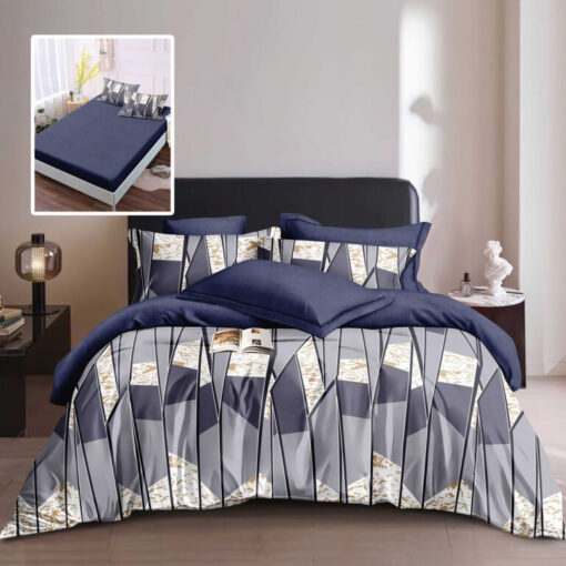 Ropa de cama azul con rayas