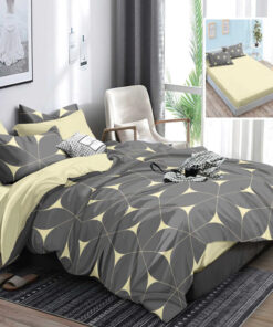 Ropa de cama beige y gris