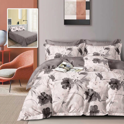 Ropa de cama flor gris