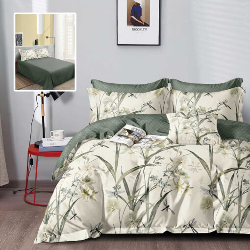 Ropa de cama flores verde