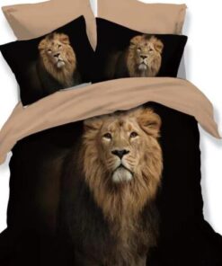 Ropa de cama 3D marron y negro con leon