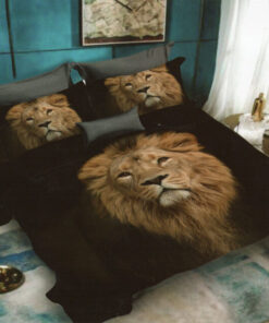 Ropa de cama 3D negra con leon