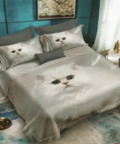 Ropa de cama 3D gato blanco