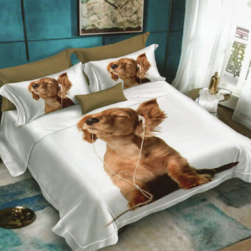 Ropa de cama 3D perro con auriculares