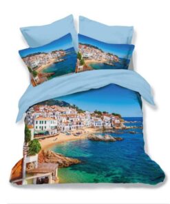 Ropa de cama 3D azul con el mar