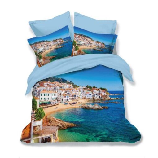 Ropa de cama 3D azul con el mar