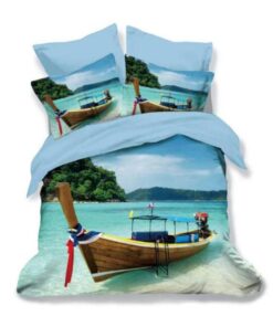 Ropa de cama 3D azul con bote