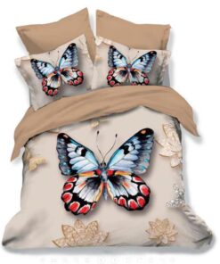Ropa de cama 3D beige con mariposa