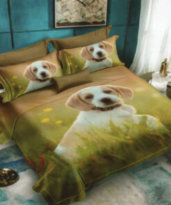 Ropa de cama 3D perro en el campo