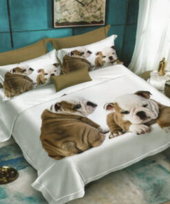 Ropa de cama 3D blanca y 2 perros