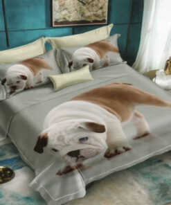 Ropa de cama 3D gris con perrito
