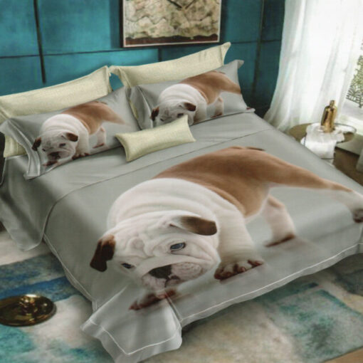 Ropa de cama 3D gris con perrito