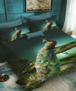 Ropa de cama 3D pajaro verde