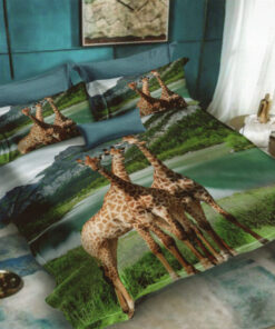 Ropa de cama 3D jirafas en el campo