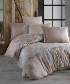 Ropa de cama beige y gris